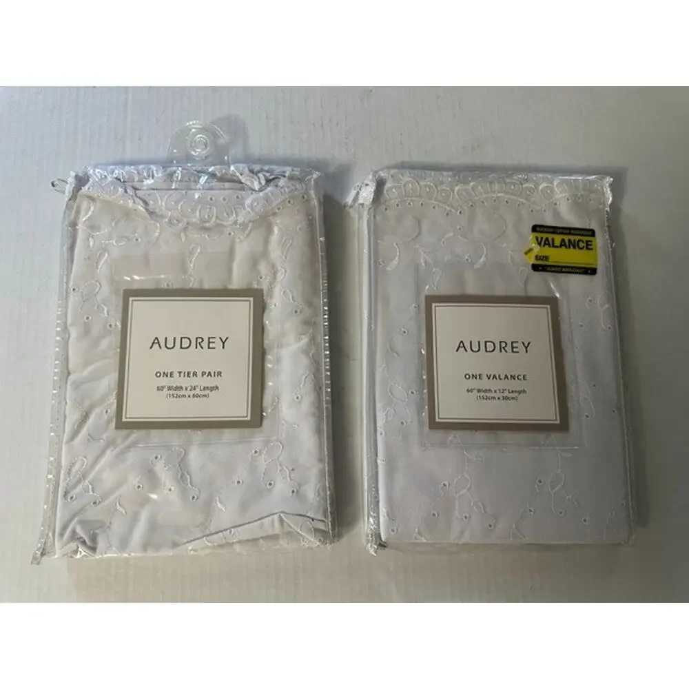 Audrey One Tier Pair 60x36 or 60x24 and One Valance 60x12 NEW